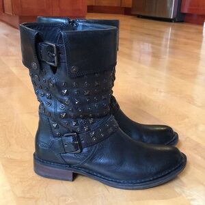 UGG Black Studded Leather Moto Boots